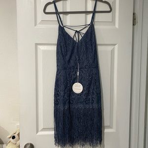 Navy Blue dress with fringe
